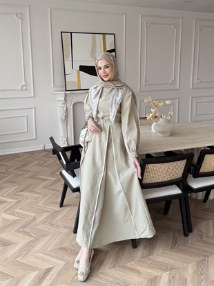 Atelier Biyeli Cupra Elbise Yağ Yeşili (3048)