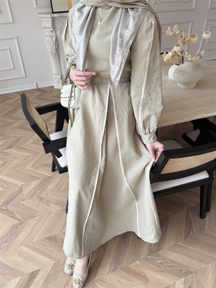 Atelier Biyeli Cupra Elbise Yağ Yeşili (3048)