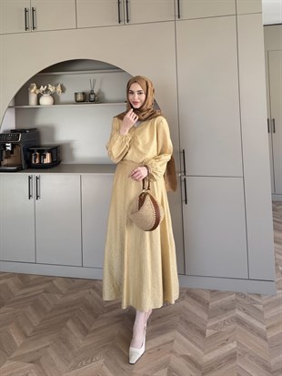 Athens Önü Büzgülü Etekli Takım ButterYellow (4483)
