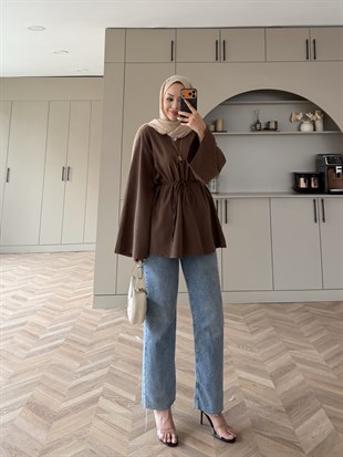 Ava Keten Bluz Kahve (4528)