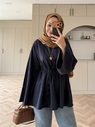 Ava Keten Bluz Lacivert (4528)