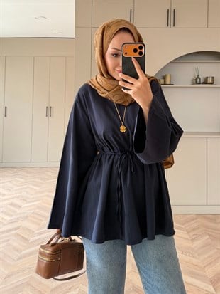 Ava Keten Bluz Lacivert (4528)