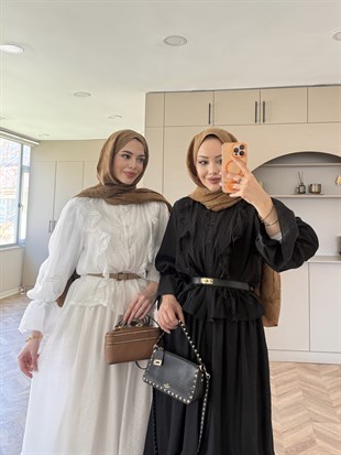 Avren Önü Fırfırlı Etekli Takım Siyah (5756)