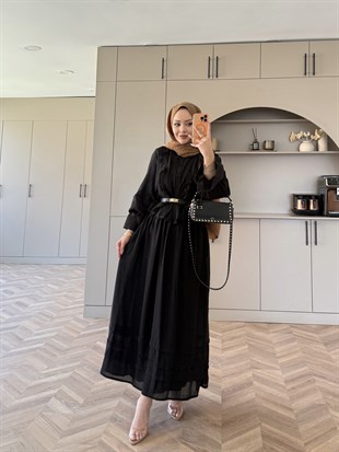 Avren Önü Fırfırlı Etekli Takım Siyah (5756)