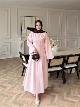 Avyra Dikiş Detaylı Elbise Pembe (1901)