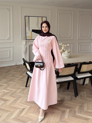 Avyra Dikiş Detaylı Elbise Pembe (1901)