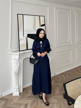 Ayda Triko Elbise Lacivert