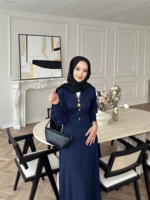 Ayda Triko Elbise Lacivert