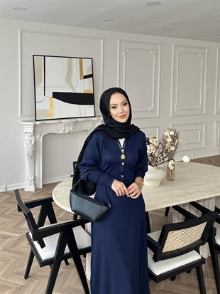 Ayda Triko Elbise Lacivert