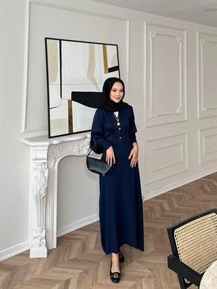 Ayda Triko Elbise Lacivert