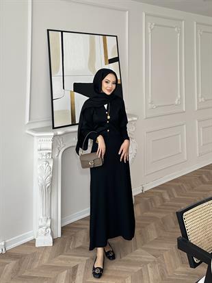 Ayda Triko Elbise Siyah