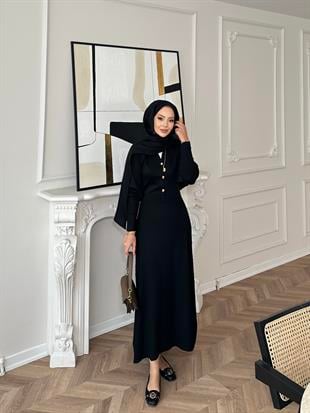 Ayda Triko Elbise Siyah