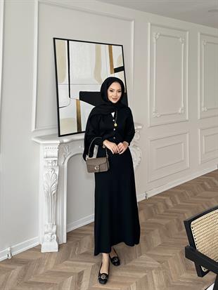 Ayda Triko Elbise Siyah