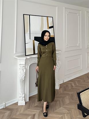 Ayda Triko Elbise Yeşil