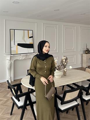 Ayda Triko Elbise Yeşil