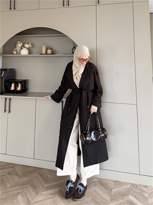 Aymira Düğmeli Uzun Trenç Kahve (7589)