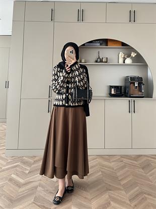 Baklava Desen Triko Hırka Siyah