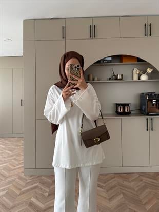 Basic Uzun Kollu Bluz Beyaz