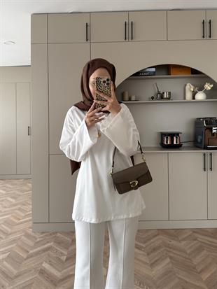 Basic Uzun Kollu Bluz Beyaz