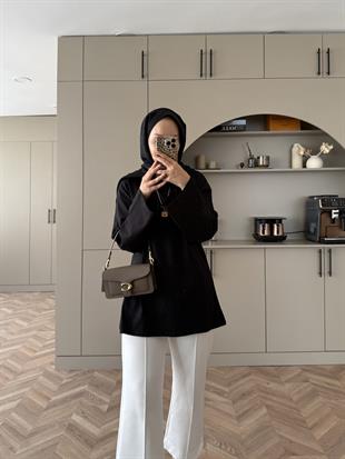 Basic Uzun Kollu Bluz Siyah