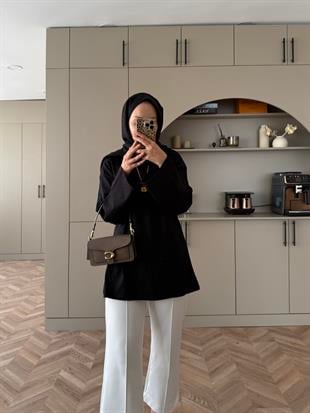 Basic Uzun Kollu Bluz Siyah