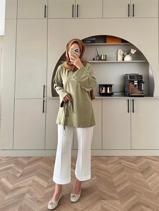 Basic Uzun Kollu Bluz Su Yeşili