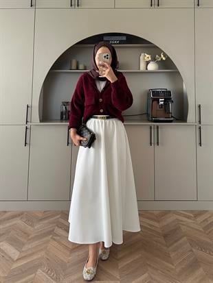 Becca Angora Hırka Bordo