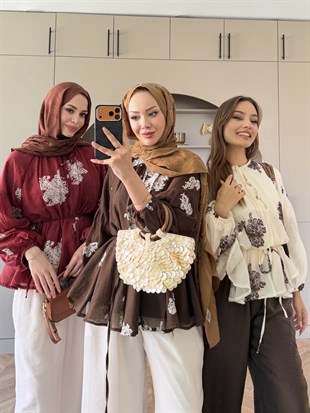 Berra Fırfırlı Pantolonlu Takım Kahve (5811)