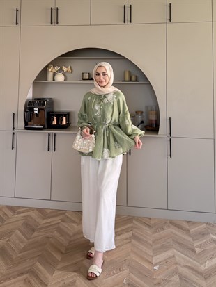 Berra Fırfırlı Pantolonlu Takım Yeşil (5811)