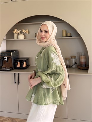 Berra Fırfırlı Pantolonlu Takım Yeşil (5811)
