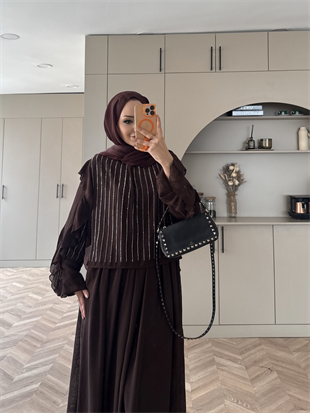 Berry Taşlı Etekli Takım Acı Kahve (5725)