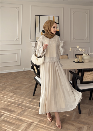 Berry Taşlı Etekli Takım Bej (5725)