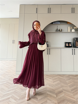 Berry Taşlı Etekli Takım Bordo (5725)