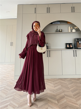 Berry Taşlı Etekli Takım Bordo (5725)