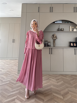 Berry Taşlı Etekli Takım Pembe (5725)