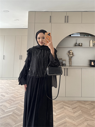 Berry Taşlı Etekli Takım Siyah (5725)