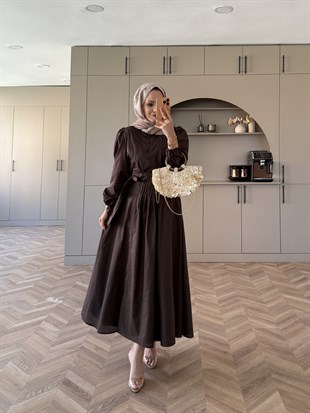 Beta Düğmeli Etekli Takım Kahve (2022)