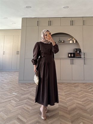 Beta Düğmeli Etekli Takım Kahve (2022)