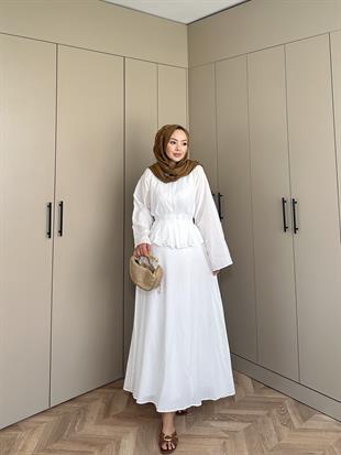 Beyna Etekli Takım Beyaz