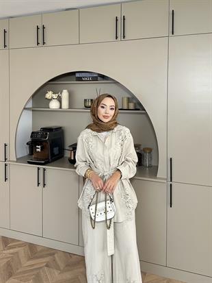 Biana Pantolonlu Takım Bej