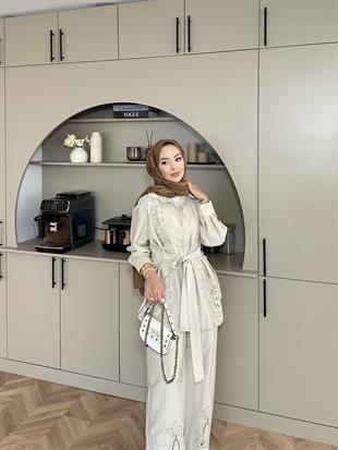 Biana Pantolonlu Takım Bej