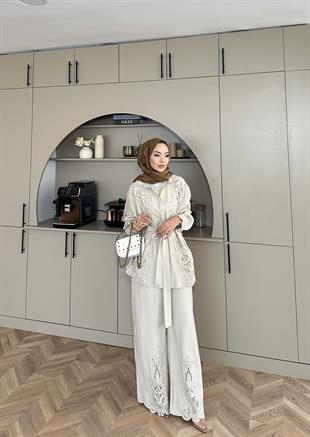 Biana Pantolonlu Takım Bej