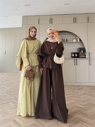 Billow Asimetrik Pantolon Takım Sarı (4476)