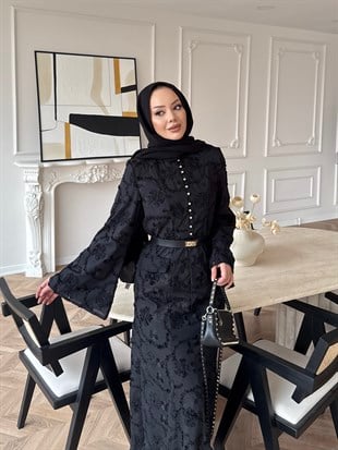 Blair Güpürlü Elbise Siyah (5770)