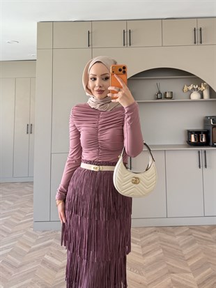 Blossom Püsküllü Etekli Takım Gül Kurusu (5780)