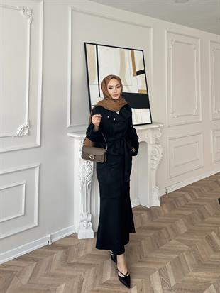 Bomber Ceketli Süet Etekli Takım Siyah