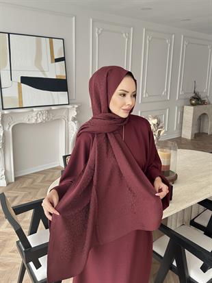 Bordo Zincir Desen Naia Şal