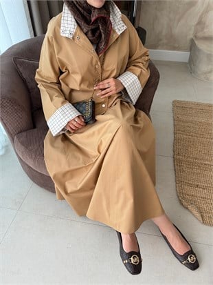 Breza Kare Detaylı Etekli Takım Camel (4600)