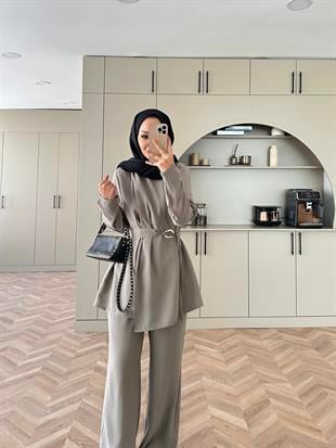 Broş Kemer Detaylı Modal Takım Lacivert (4401) 