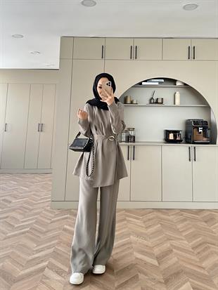 Broş Kemer Detaylı Modal Takım Lacivert (4401) 